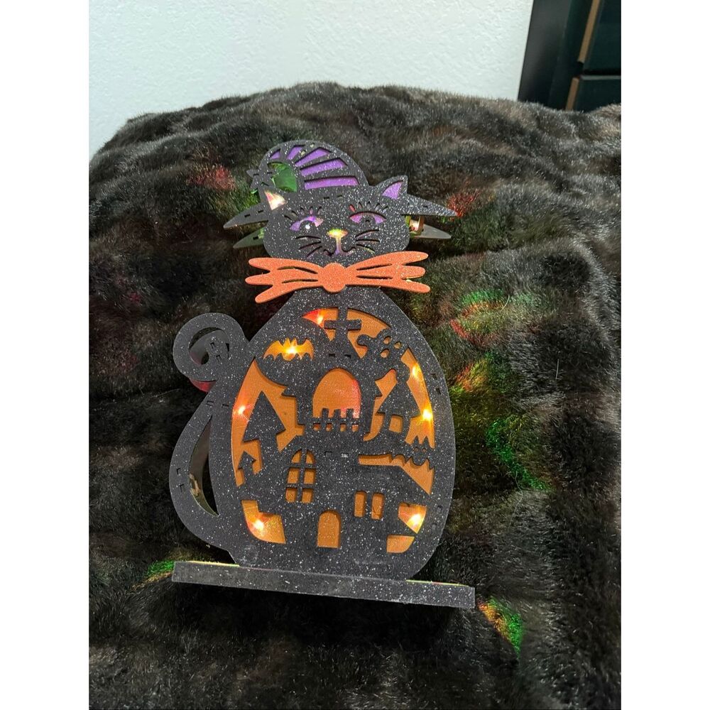 Halloween cat 3D printed lightbox light up kitty cat stand up